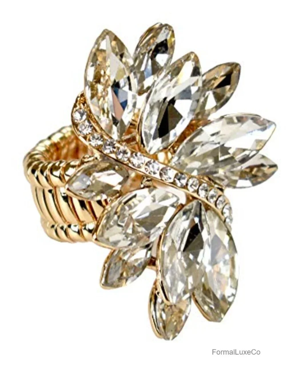 Vine Marquis Stone Stud Fashion Stretch Ring Statement Jewelry